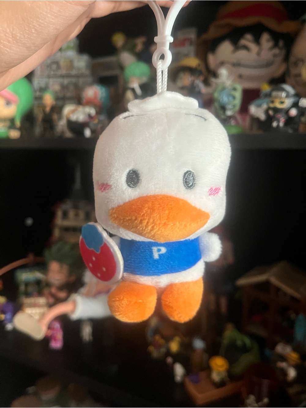 Plush Duck Bird Toy Keychain - White & Orange
